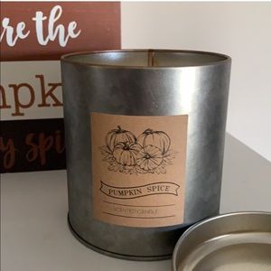 Pumpkin spice tin can candle NEW